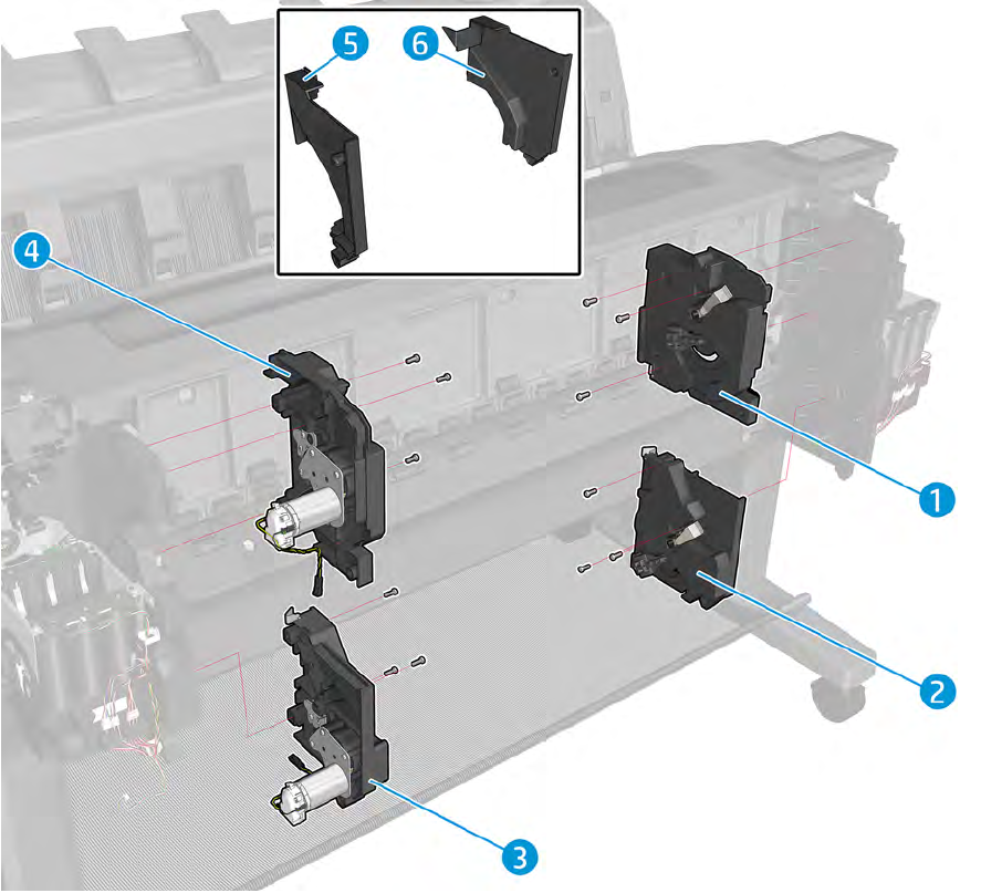 Bottom tip support assembly - For the HP DesignJet T920, T930, T1500, T1530, T2500, T2530, T1600dr, T2600dr Series (CR357-67035)