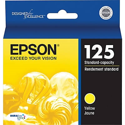 Epson 125 DURABrite Ultra Yellow Ink Cartridge for Stylus NX125, NX127, NX130, NX230, NX420, NX530, NX625 and WorkForce 320, 323, 325, 520 - T125420-S