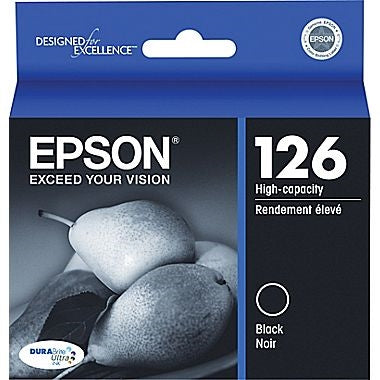 Epson 126 DuraBrite Ultra High Capacity Black Ink for Workforce 60, 435, 520, 545, 630, 633, 635, 645, 840, 845, WF-3520, WF-3540, WF-7010, WF-7510, WF-7520 - T126120-S