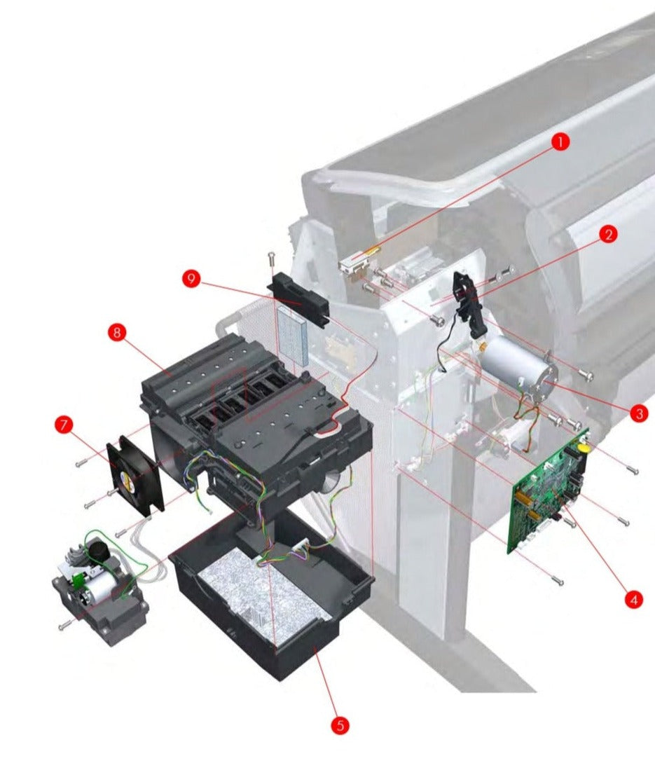 Carriage (scan-axis) Motor Assembly for the HP DesignJet T610, T1100, T1120, T620, Z2100, Z3100, Z3200 Plotters (Q5669-60674) - New