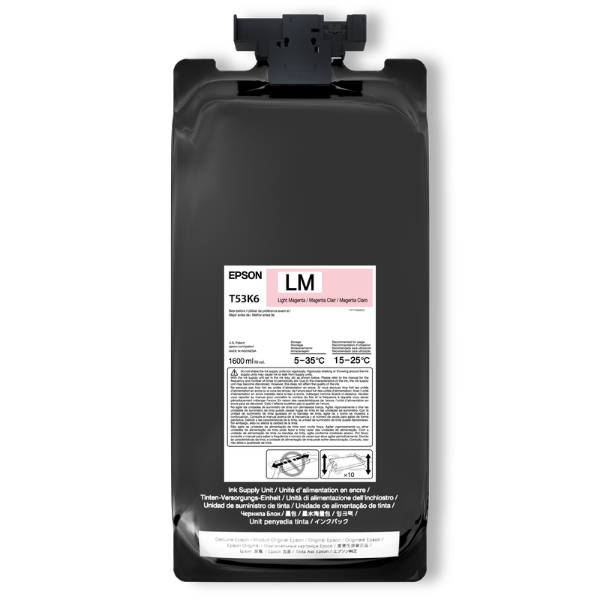 Epson UltraChrome DS Light Magenta Ink 1.6 Liter for SureColor F6470H, F9570H (2 Pack) - T53K620