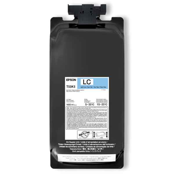 Epson UltraChrome DS Light Cyan Ink 1.6 Liter for SureColor F6470H, F9570H (2 Pack) - T53K520