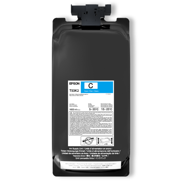 Epson UltraChrome DS Cyan Ink 1.6 Liter for SureColor F6470, F6470H, F9570, F9570H (2 Pack) - T53K220