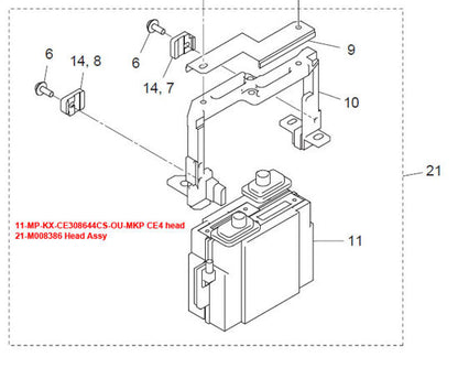 CE4 Head Assy for the Mimaki UJV / JFX / UJF-706 / UJF MK-II Printers - M018821 / M008386