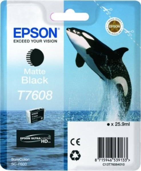 Epson 760 UltraChrome HD Matte Black Ink 25.9ml for SureColor P600 - T760820