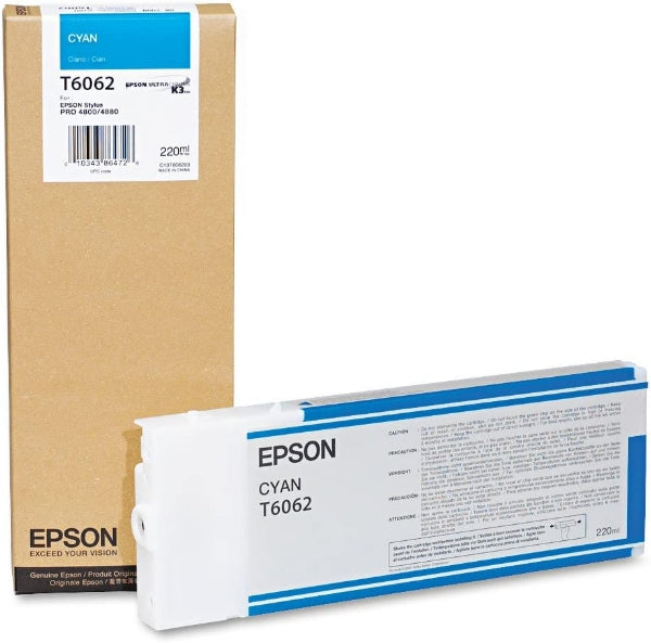 Epson UltraChrome K3 Ink Cyan 220ml for Stylus Pro 4800, 4880 - T606200