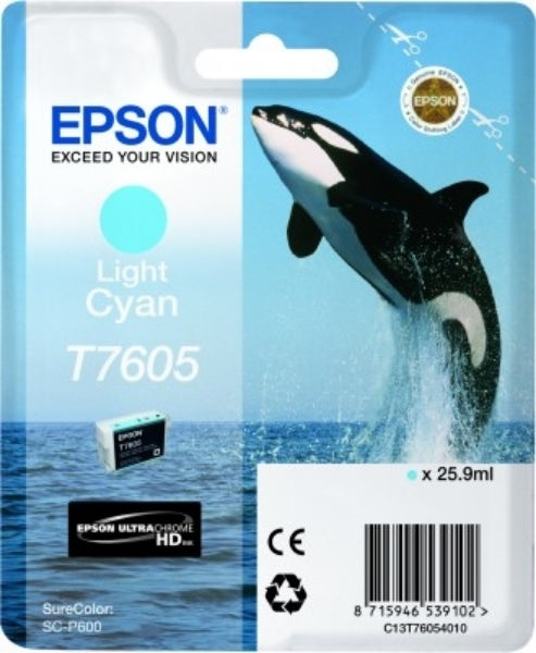 Epson 760 UltraChrome HD Light Cyan Ink 25.9ml for SureColor P600 - T760520