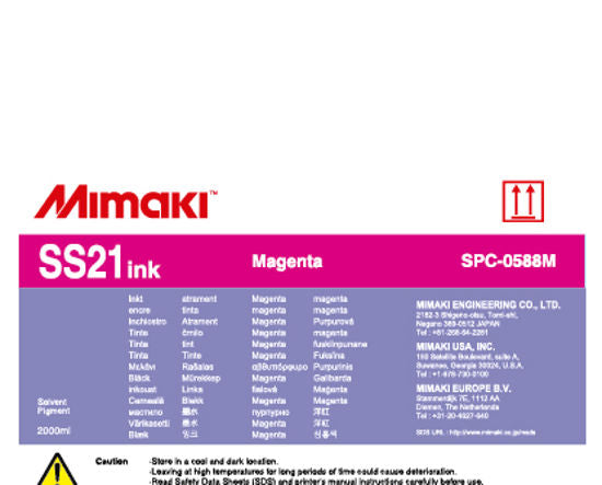 SS21 Magenta Ink (2000ml pack) for Mimaki CJV150, CJV300, JV150, JV300, JV33, JV5 and JV34-260 Series (SPC-0588M)