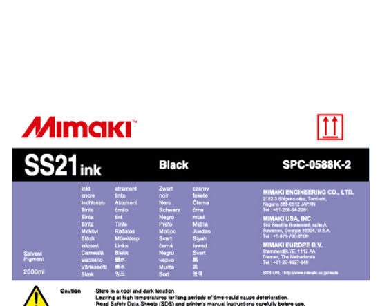 SS21 Black Ink (2000ml pack) for Mimaki CJV150, CJV300, JV150, JV300, JV33, JV5, JV34 Series - SPC-0588K