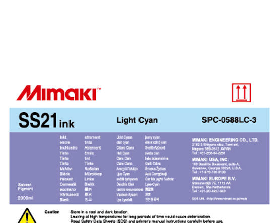 SS21 Lite Cyan Ink (2000ml pack) for Mimaki JV5/JV33/JV300/JV330/CJV150/CJV300/CJV330/CJV30 - SPC-0588LC