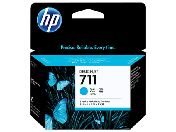 HP 711 3-PACK Cyan 29-ml ink cartridges for DesignJet T120, T520 - CZ134A