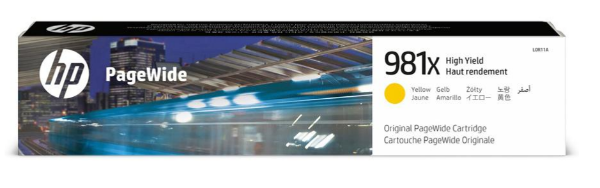 HP 981X High Yield Yellow Original PageWide Ink Cartridge for HP PageWide Enterprise Color Flow MFP 586z and HP PageWide Enterprise Color MFP 586f, 586dn, 556xh, 556dn - L0R11A