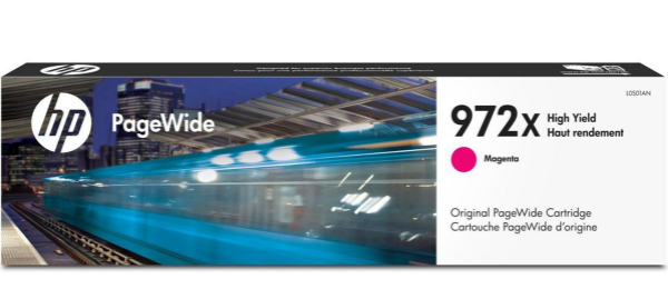 HP 972X High Yield Magenta Original PageWide Ink Cartridge for HP PageWide Pro 452dw, 452dn, 552dw and HP PageWide Pro Multifunction 577z 577dw, 477dw, 477dn - L0S01AN