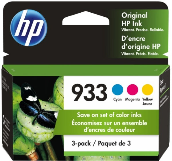HP 933 3-pack Cyan/Magenta/Yellow Original Ink Cartridges - N9H56FN