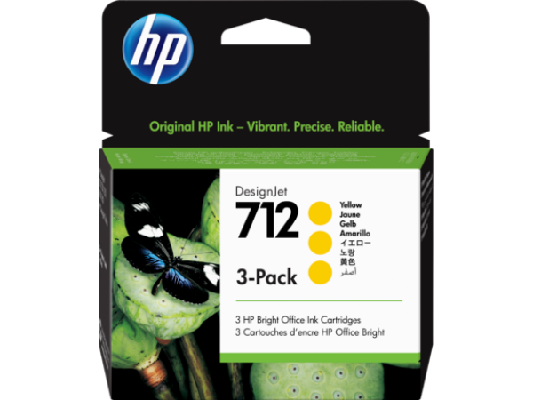 HP 712 3-pack 29-ml Yellow DesignJet Ink Cartridge for T210, T230, T250, T630, T650 - 3ED79A