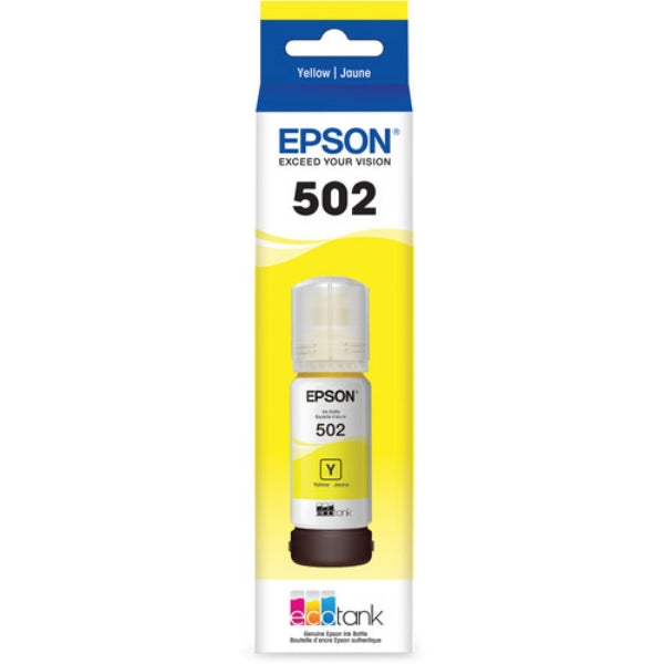 Epson EcoTank T502 Yellow Ink Bottle for EcoTank ET-2760, ET-2850, ET-3710, ET-3760, ET-3830, ET-3850, ET-4760, ET-4850, ET-15000, WorkForce ET-3750, ET-4750, ST-2000, ST-C2100, ST-3000, ST-4000, ST-C4100, Expression ET-2700, ET-2750, ET-3700 - T502420-S