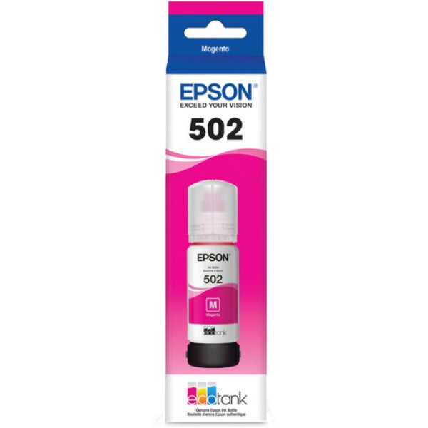 Epson EcoTank T502 Magenta Ink Bottle for EcoTank ET-2760, ET-2850, ET-3710, ET-3760, ET-3830, ET-3850, ET-4760, ET-4850, ET-15000, WorkForce ET-3750, ET-4750, ST-2000, ST-C2100, ST-3000, ST-4000, ST-C4100, Expression ET-2700, ET-2750, ET-3700 - T502320-S