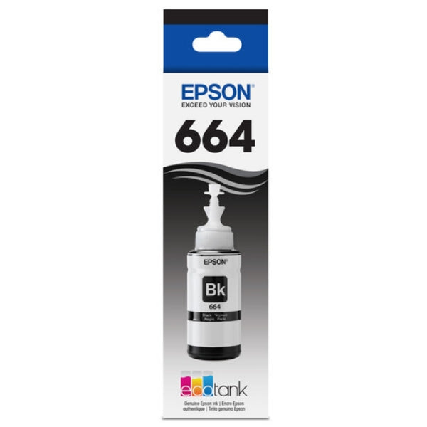 Epson 664 Black Ink Bottle for Expression ET-2550, ET-2600, ET-2500, ET-4500, ET-2650 - T664120-S