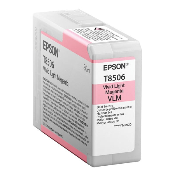 Epson T850 UltraChrome HD 80ml Vivid Light Magenta Ink Cartridge for SureColor P800 - T85060N