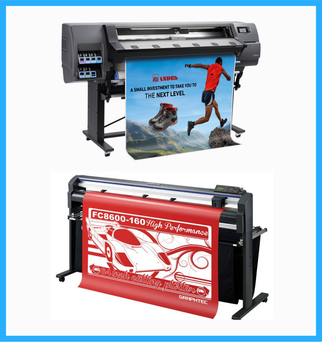 BUNDLE - HP Latex 115 54" Large-Format Printer - Refurbished (90 Days Warranty) + 64" Graphtec FC8600-160 High Performance Vinyl Cutting Plotter - Refurbished (90 Days Warranty)