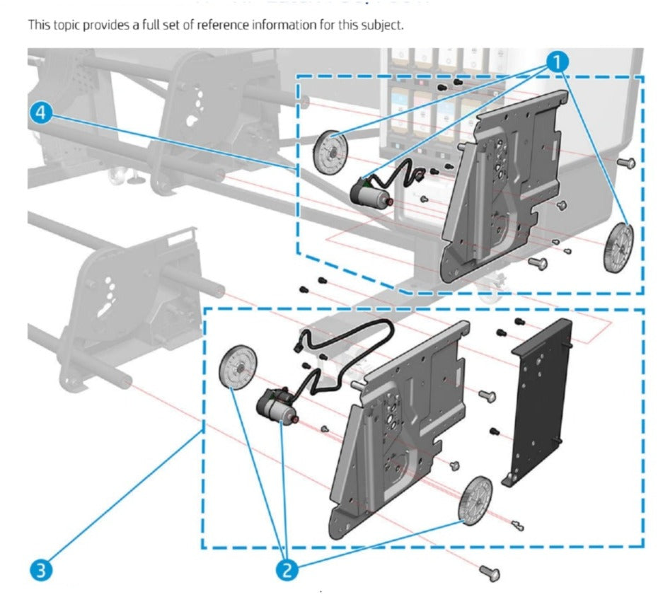 Rewinder Motor Assembly for HP Latex 630, 630W, 700, 700W Printers (Y0U21-67167)