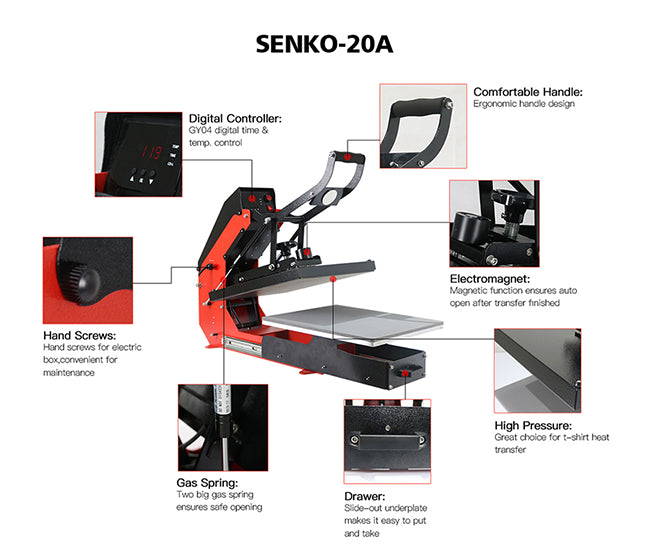 Auto Open T-shirt Heat Press with Slide-out Press Bed