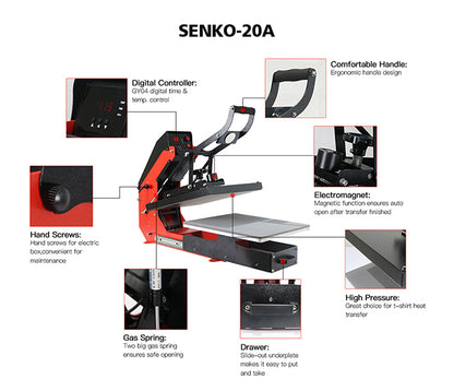 Auto Open T-shirt Heat Press with Slide-out Press Bed