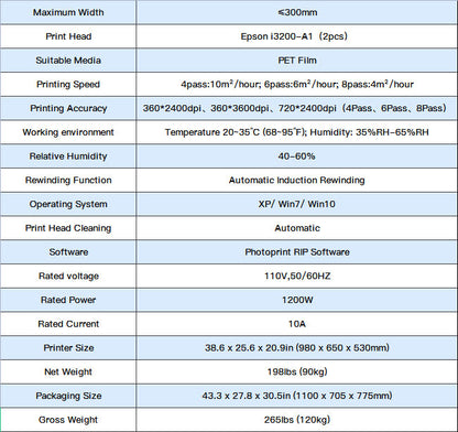Legend A3 DTF Printer (Direct to Film Printer) with 2 Epson I3200-A1 Printheads