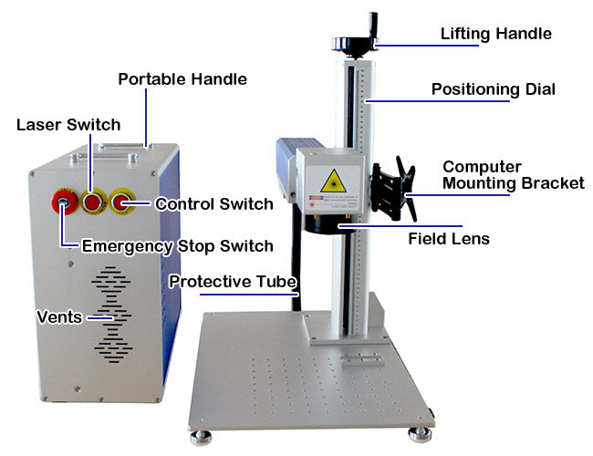 CALCA 50W Fiber Laser Marking Machine For Personalized Laser Engraved Logo Custom Gift, With Raycus Laser + Rotation Axis