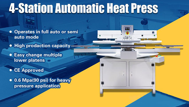 220V 7.5KW 34A 16&quot; x 20&quot; 4 Station Automatic Heat Press
