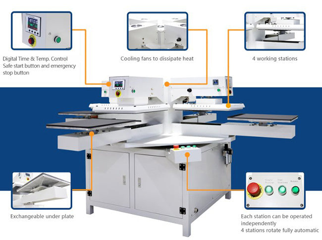 220V 7.5KW 34A 16&quot; x 20&quot; 4 Station Automatic Heat Press