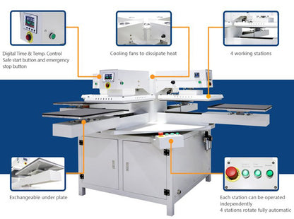 220V 7.5KW 34A 16&quot; x 20&quot; 4 Station Automatic Heat Press