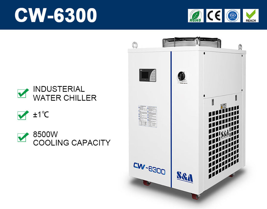 S&A CW-6300BN Industrial Water Chiller for CNC CO2 Laser Cutting Machine 4.28HP, AC 1P 220V 60HZ