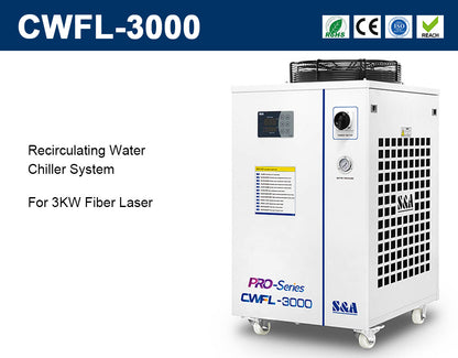 S&amp;A CWFL-3000BN Industrial Water Chiller for 3000W Fiber Laser AC 1P 220V, 60Hz