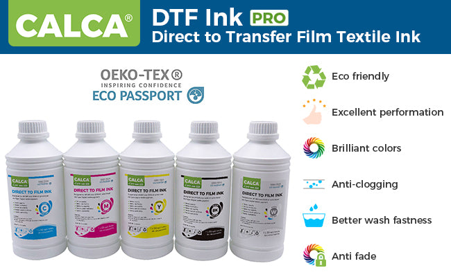 CALCA PRO Direct to Transfer Film Ink for Epson Printheads. 32 oz, Bottle of 1L, Water-based DTF Inks