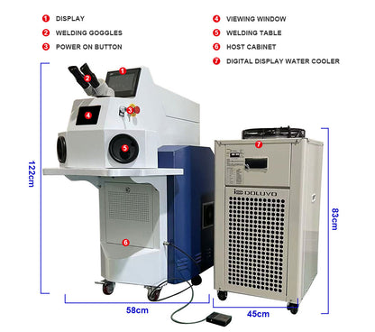 CALCA 200W Laser Spot Welding Machine + Industrial Water Chiller for Metal Gold Silver Jewelry(60 Joules)