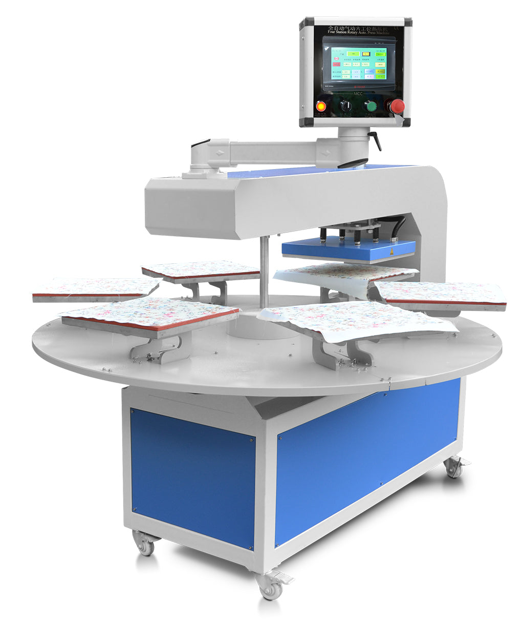 220V 3.8KW 18A 16in x 24in Automatic Pneumatic 1 Head 6 Station Heat Transfer Machine with Laser Positioning System