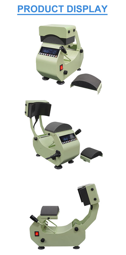 2 in 1 Pro Automatic Cap Hat Easy Heat Press Machine with 2pcs Interchangeable Platens