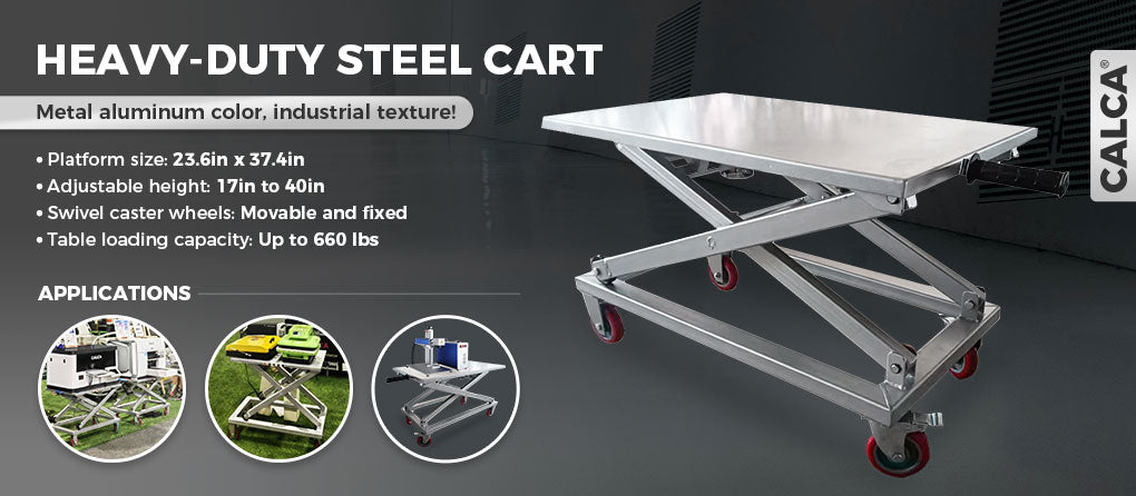 CALCA 23.6in x 37.4in Height Adjustable Heat Printing Equipment Platform Cart