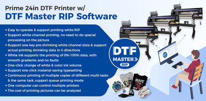 US Stock-Prime 24inch (600mm) DTF Printer with CALCA Vertical Model Compact DTF Powder Shaker and Dryer
