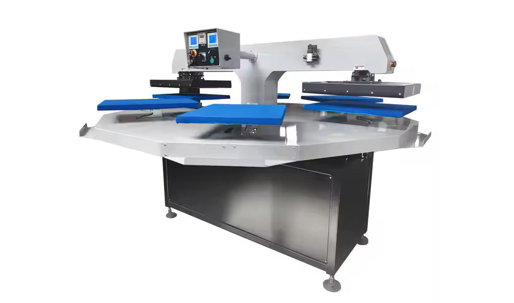 MEM 220V 6KW 28A 16in x 20in Automatic Pneumatic 2 Head 6 Station High Speed Carousel Heat Transfer Machine