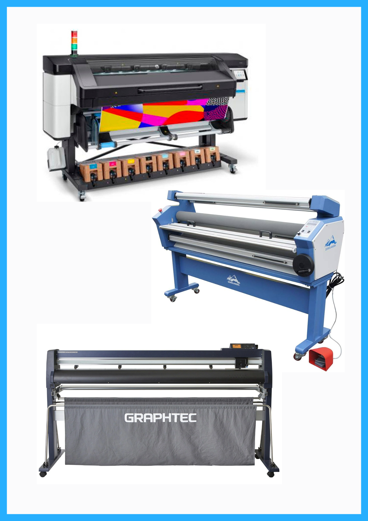 ON SALE - COMPLETE SOLUTION - HP Latex 800 64&quot; Wide Format Printer - Refurbished (1 Year Warranty) + 64&quot; Graphtec FC9000-160 Wide Cutter - New + 63&quot; Full-auto Low Temp. Wide Format Cold Laminator - New