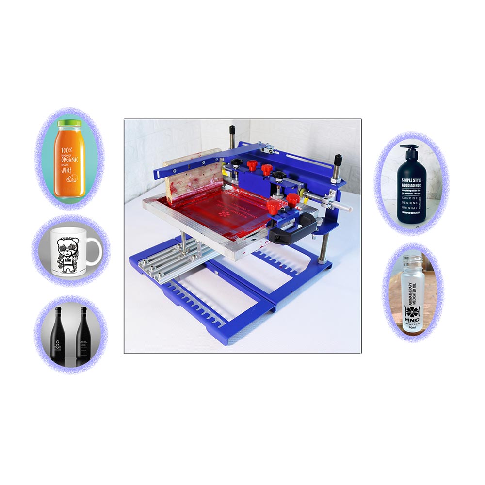 7.9" x 5.9" Manual Cylinder Curved Screen Printing Press for Cup / Mug / Bottle (Diameter:6.7")