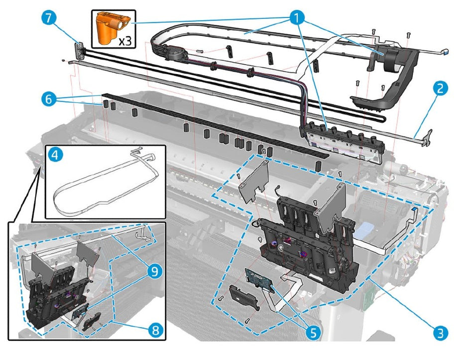 Spring, Encoder Strip 24 and Sensor SK for the 24" HP DesignJet Z6, Z9+ Series (T8W15-67040)