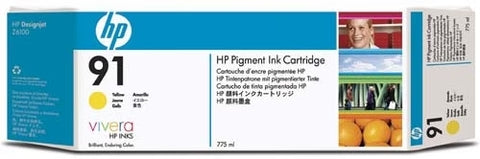 HP 91 775-ml Yellow DesignJet Pigment Ink Cartridge for DesignJet Z6100 - C9469A / Partially Used