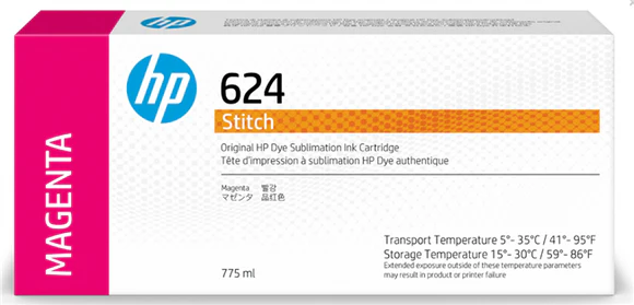 HP 624 Magenta Dye Sublimation Ink Cartridge 775ml for Stitch S300 (2LL55A)