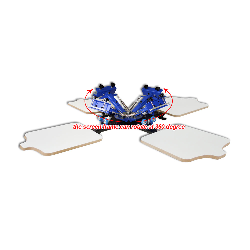 Desktop 4 Color 4 Station Single Wheel Overprinting Screen Printing Machine Silk Screening Pressing DIY
