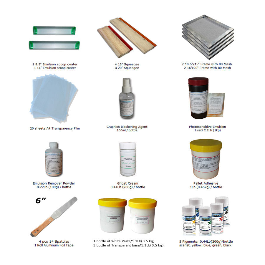 4 Color 2 Station Silk Screen Printing Press Screen Printing Full Kit Equipment (SPK-TJ-KIT-002)