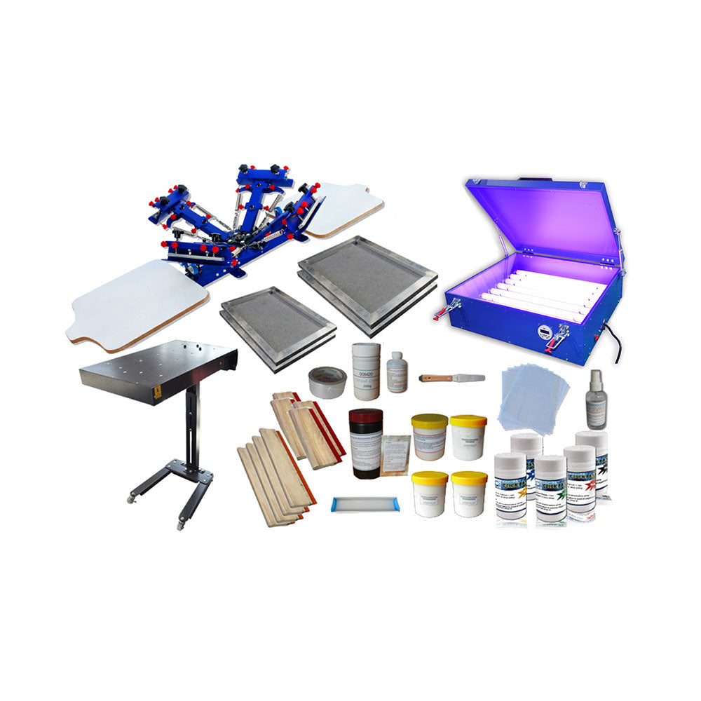 4 Color 2 Station Silk Screen Printing Press Screen Printing Full Kit Equipment (SPK-TJ-KIT-002)