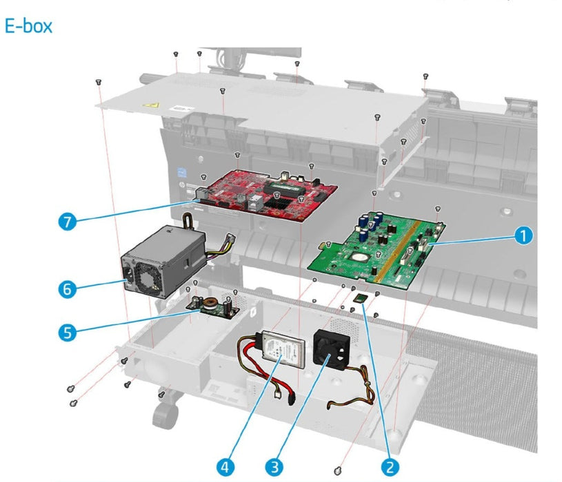 E-Box Fan assembly - For the HP DesignJet T930, T1530, T2530, T1600, T2600 Series (CR357-67099)